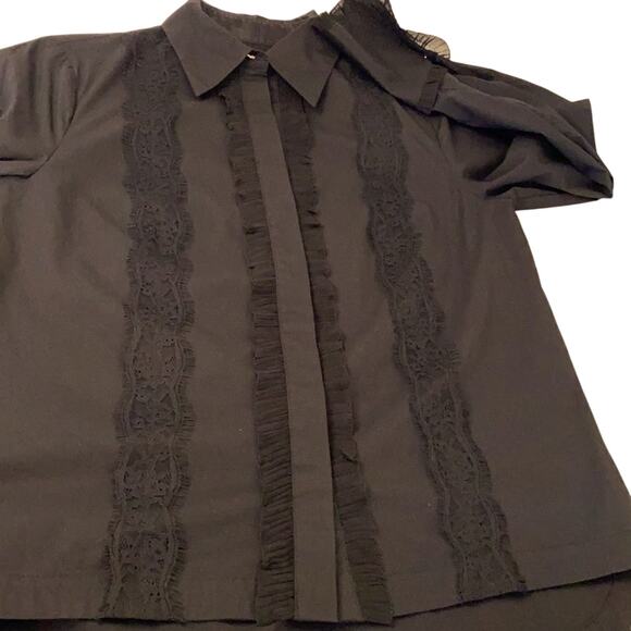 Laundry by Shelli Segal Women’s Size 4 Black Lace Long Sleeve Hidden Button Top - Picture 14 of 16